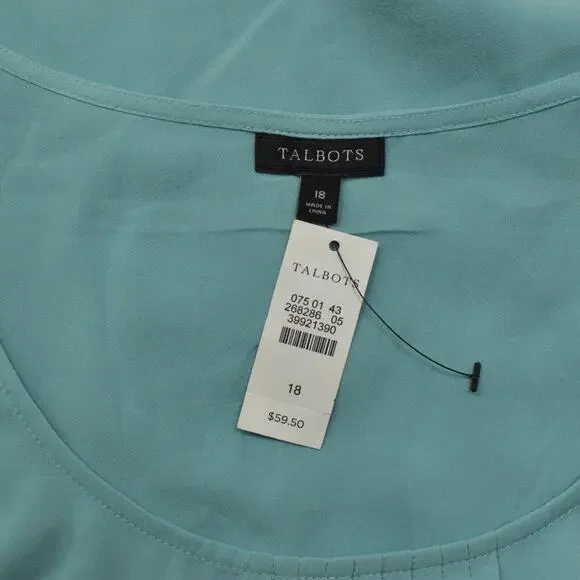 NEW Talbots Women's Plus Size 18 Blouse Top Sleeveless Blue Polyester Scoop Nec - Picture 7 of 8